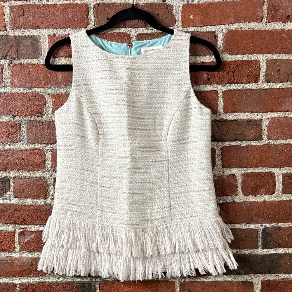 NWT Sail to Sable Cream Sleeveless Fringe Top